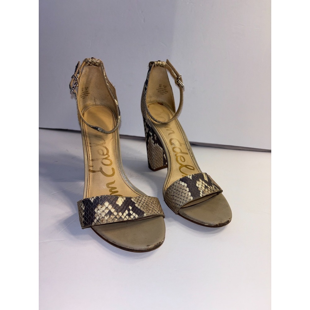 Sam Edelman Yaro Block Heel Sandals Women's US Size 9M Multi Snake Print Leather